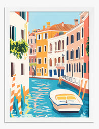 Venice Pastel Canal Scene Art Print - White