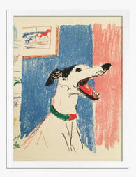 Playful Whippet Portrait Art Print - White
