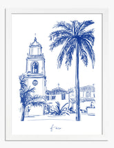 Faros Blue Charm Art Print - White