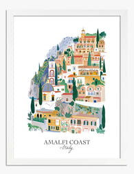 Amalfi Coast Charm Art Print - White