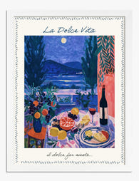 Moonlit Coastal Dinner Art Print - White