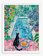 Matisse Inspired Summer Cats Art Print White