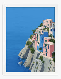 Pastel Cliffs of Cinque Terre Art Print - White