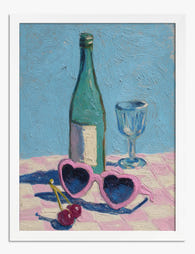 Heart Sunglasses Still Life Art Print - White