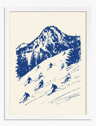 Alpine Skiers in Motion Art Print White