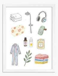 Cozy Everyday Essentials Art Print White