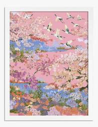 Cherry Blossom Reverie Art Print White