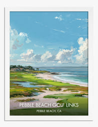 Pebble Beach Coastal View Art Print - White