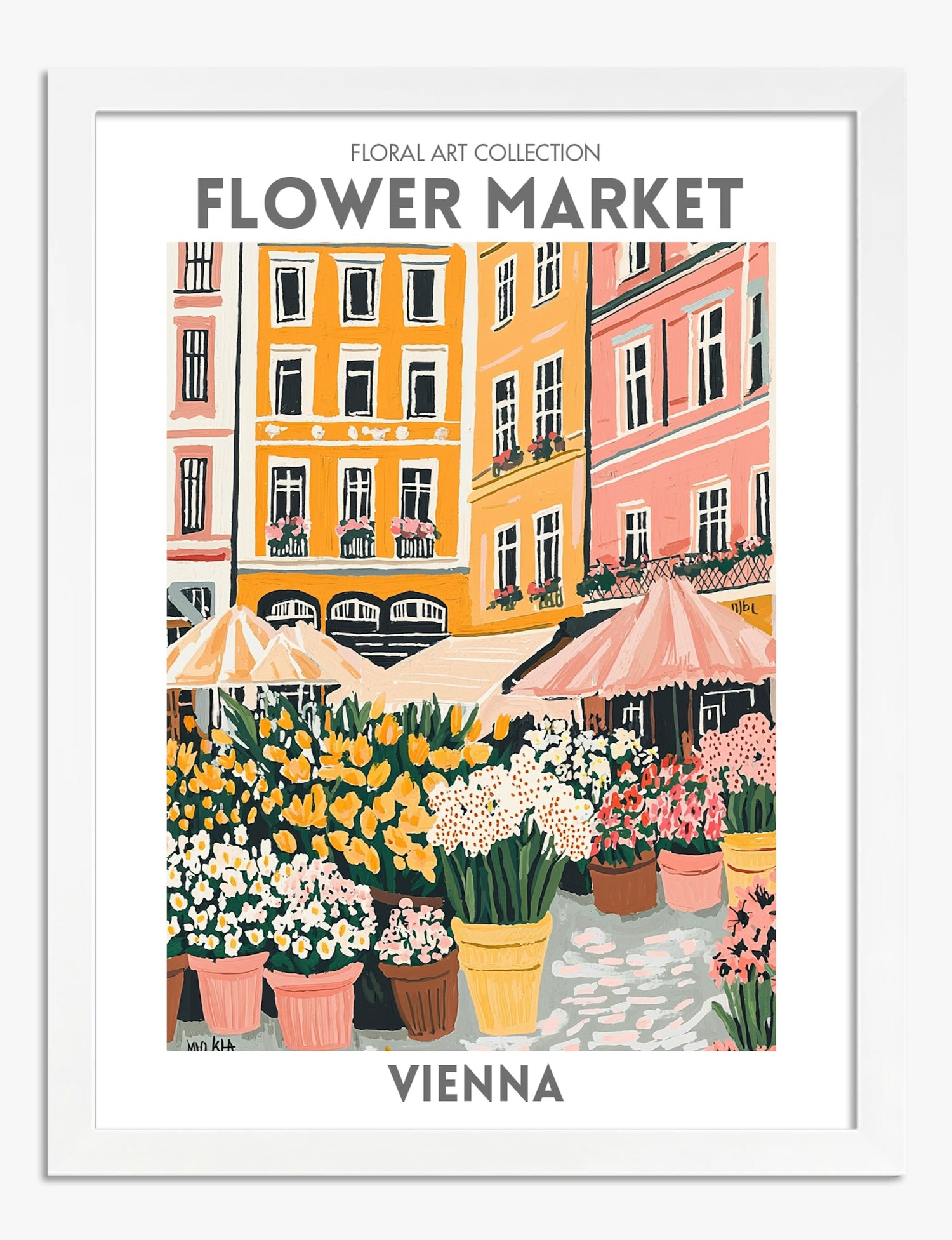 Vienna Flower Market Delight Art Print - White
