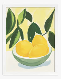 Sunny Citrus Still Life Art Print - White