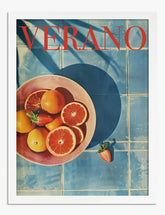 Summer Citrus Glow Art Print - White