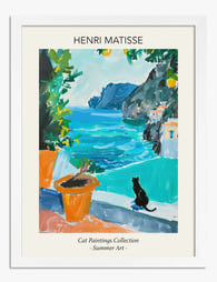 Matisse Summer Cat View Art Print - White