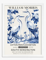 William Morris Blue Herons Art Print - White