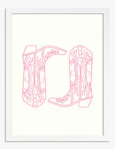 Blush Western Boots Art Print - White