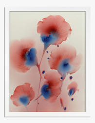 Blush & Blue Blooms Art Print - White