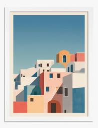 Sunlit Santorini Hues Art Print - White