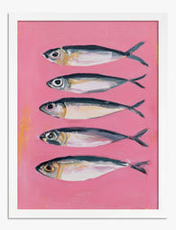Sardines in Pink Art Print - White
