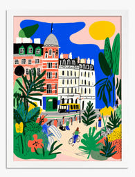 Vibrant London Street Life Art Print White