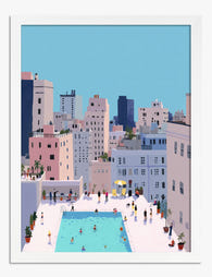 Rooftop Pool Vibes Art Print - White