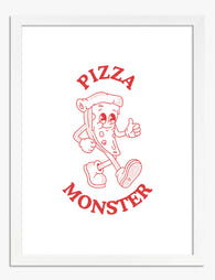 Retro Pizza Slice Pal Art Print - White