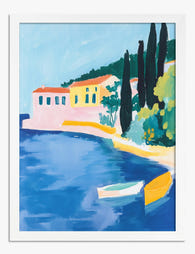 Sunlit Mediterranean Haven Art Print White