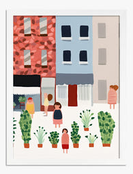 City Strolls & Greenery Art Print - White