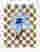 Blue Blossom on Checkered Art Print - White