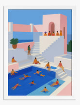 Sunlit Poolside Escape Art Print - White