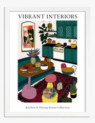 Vibrant Kitchen Gathering Art Print - White