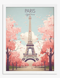 Paris in Bloom Art Print - White