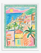 Vibrant Amalfi Charm Art Print - White