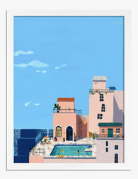 Summer Rooftop Escape Art Print - White