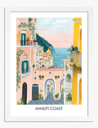 Pastel Amalfi Getaway Art Print - White
