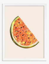 Mosaic Melon Slice Art Print - White