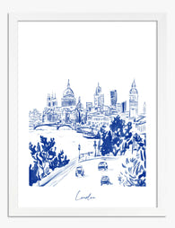 London Skyline Charm Art Print - White