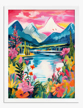 Vibrant Mountain Escape Art Print - White