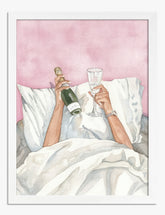 Bubbly in Bed Art Print - White