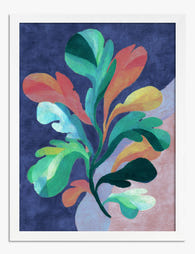 Vibrant Botanical Flow Art Print - White