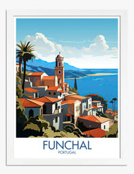 Funchal Coastal Charm Art Print - White