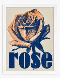 Retro Rose Typography Art Print - White
