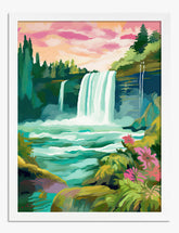Blissful Falls Escape Art Print - White