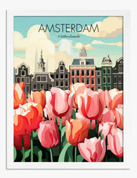 Amsterdam Tulip Charm Art Print White