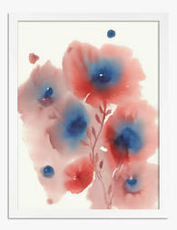 Blush & Blue Petals Art Print White