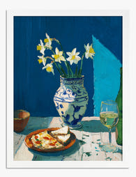 Daffodils & Brunch Still Life Art Print White