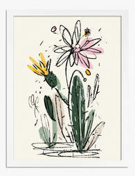 Playful Wildflowers Art Print - White