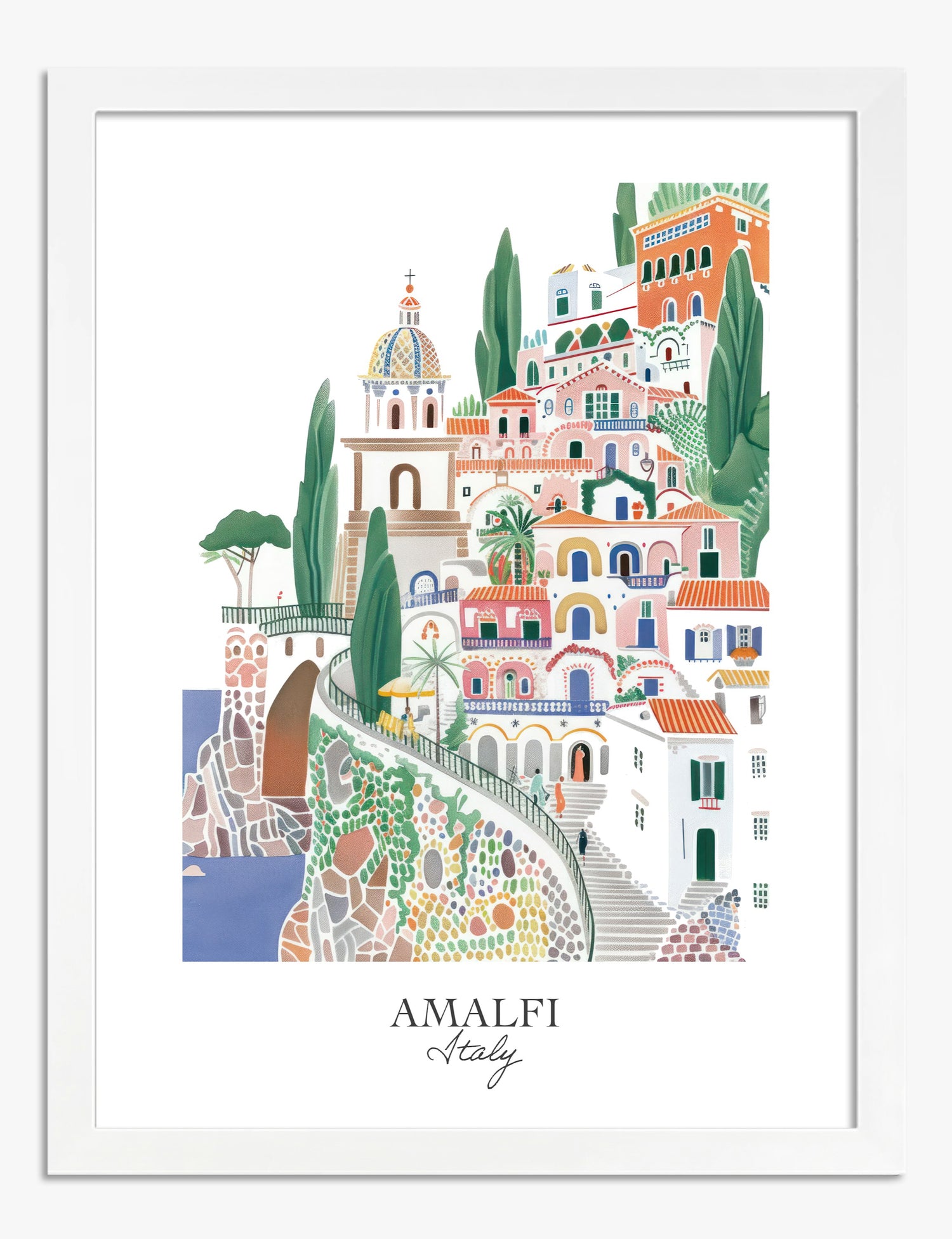 Colorful Amalfi Escape Art Print - White
