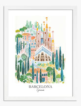 Barcelona Dreamscape Art Print - White