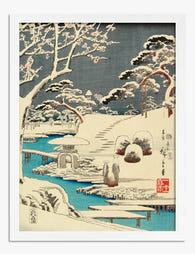 Snowy River Landscape by Hiroshige Art Print White