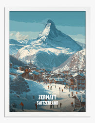 Zermatt Alpine Escape Art Print White