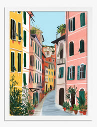 Pastel Italian Street Scene Art Print - White